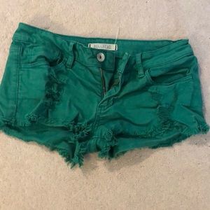 Green Jean shorts